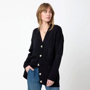 KERRI Rosenthal Poppy Zero Waste Cardigan Black XS, NWT